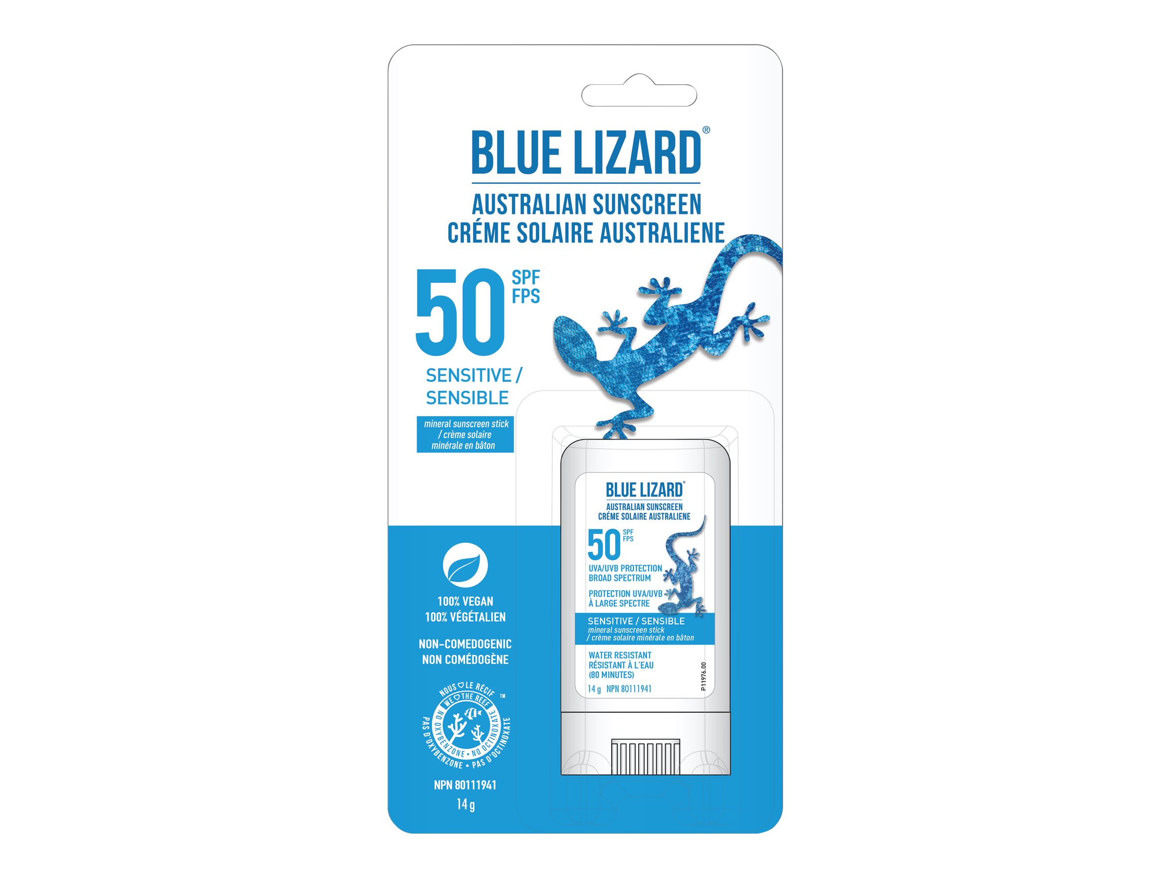 Blue Lizard Australian Mineral Sunscreen Stick - SPF 50 - 14g