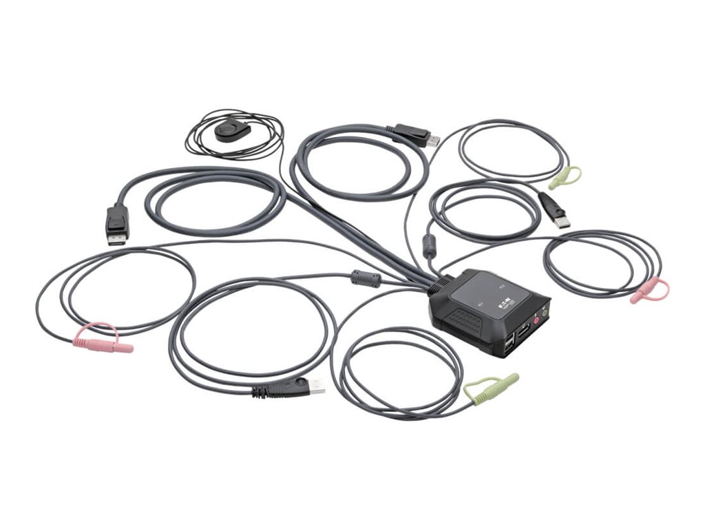 Tripp Lite 2-Port DisplayPort 1.1/USB KVM Switch with Audio/Video, Built-In Cables, USB Peripheral Sharing