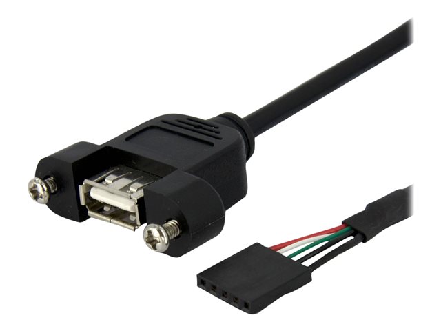 Image of StarTech.com 1 ft Panel Mount USB Cable - USB A to Motherboard Header Cable Adapter F/F - USB 2.0 internal Cable (USBPNLAFHD1) - USB internal to external cable - USB to 5 pin USB 2.0 header - 30 cm