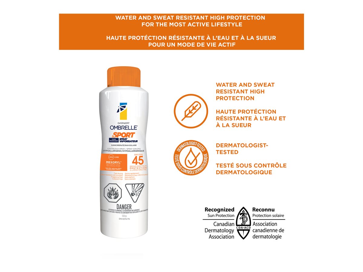 Garnier Ombrelle Sport Sunscreen Spray - SPF 45 - 122g
