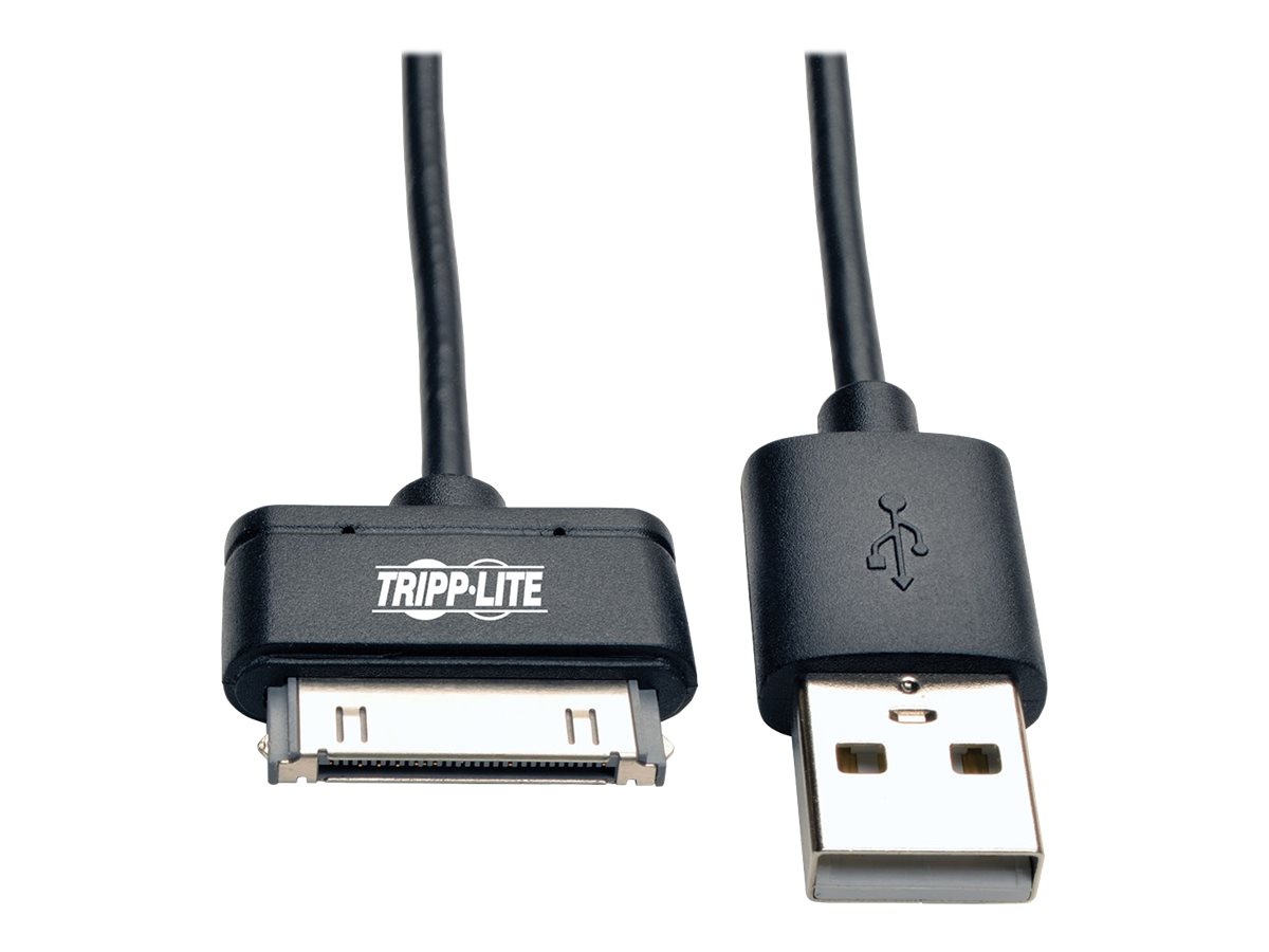 Tripp Lite 10in USB/Sync Charge Cable 30-Pin Dock Connector for Apple Black 10"