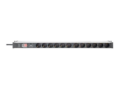 DIGITUS PDU 1HE 12xSchuko 16A Ausgänge 230V/16A schwarz - DN-95435