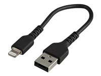 StarTech.com 15cm Durable USB A to Lightning Cable - Black USB Type A to Lightning Connector Charge & Sync Power Cord - Rugged w/Aramid Fiber - Apple MFI Certified - iPad Air iPhone 12 (RUSBLTMM15CMB) Lightning-kabel 15cm