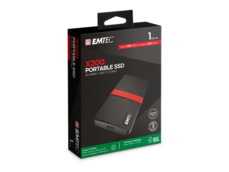 EMTEC SSD Power Plus X200 - SSD - 1 To - USB 3.1 Gen 1
