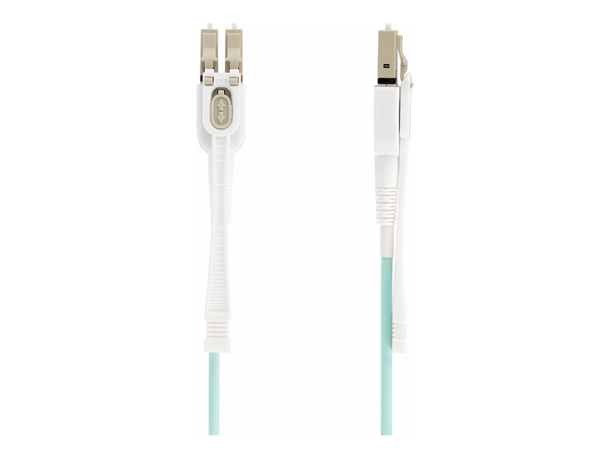 StarTech.com 10m (30ft) LC to LC (UPC) OM4 Multimode Fiber Optic Cable w/Push Pull Tabs, 50/125µm, 100G Networks, Bend Insensitive, Low Insertion Loss - LSZH Fiber Patch Cord (450FBLCLC10PP) - patch kabel - 10 m - 10 m - vodě - barva – foto 3