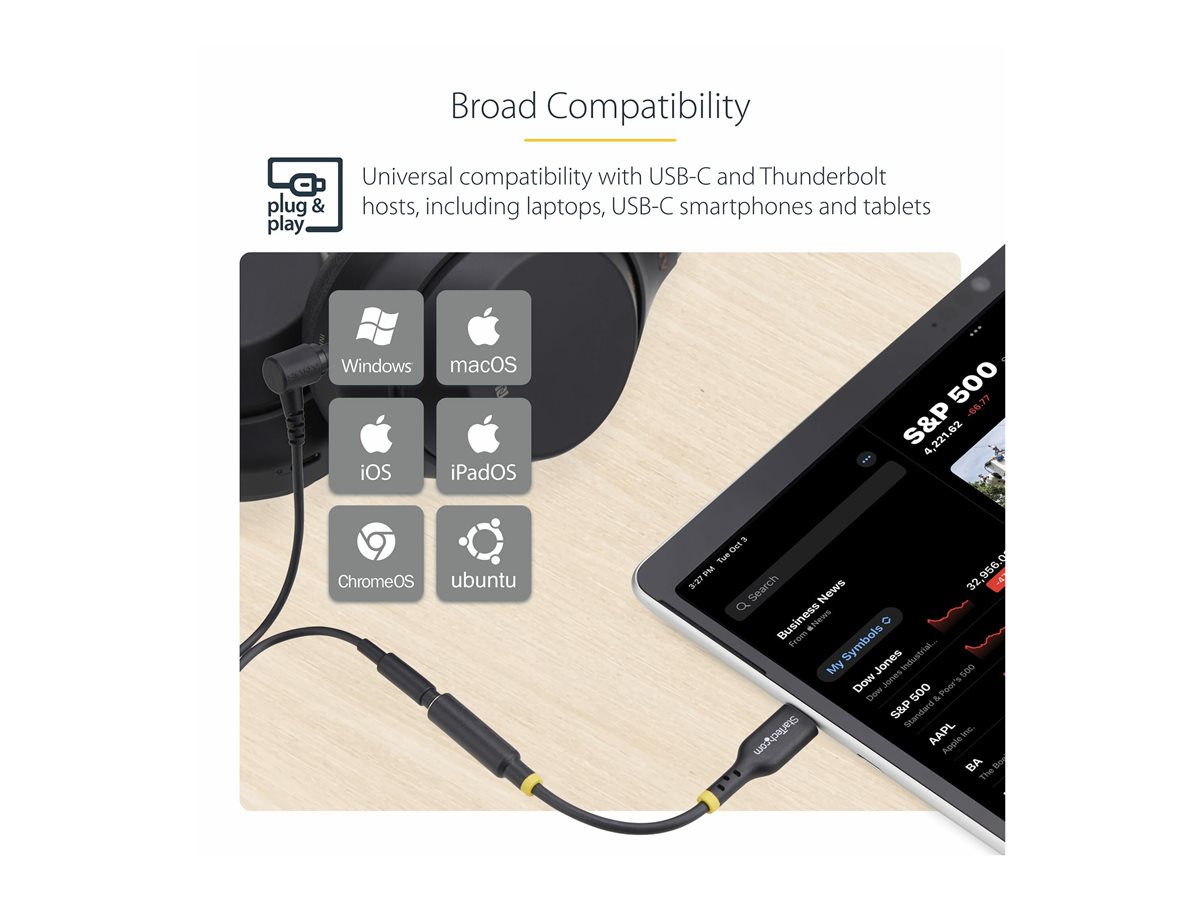 StarTech.com USB-C Audio Adapter to 3.5mm TRRS Jack, Headphone Aux Dongle - adaptér USB-C/jack sluchátek - 12.7 cm – foto 11