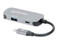 Manhattan USB-C Dock/Hub, Ports (x3):  HDMI, USB-A and USB-C, With Power Delivery (100W) to USB-C Port (Note add USB-C wall c