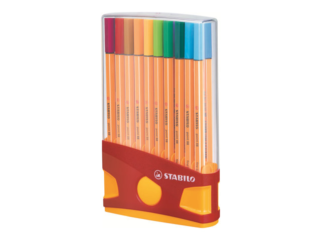 Stabilo Point 88 Fineliner Black Red Blue Green Yellow Orange Brown Violet Pink Turquoise Crimson Ultramarine Apricot Pine Green Lilac Apple Green Dark Grey Dark Ochre Azure Nightblue Pack Of 20