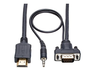 Tripp Lite HDMI to VGA + Audio Active Converter Cable, HDMI to Low-Profile HD15 + 3.5 mm (M/M), 1920 x 1200/1080p @ 60 Hz, 15 ft
