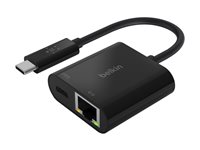 Belkin Ethernet and charge adapter - USB-C - Gigabit Ethernet x 1 + USB-C (power only) x 1