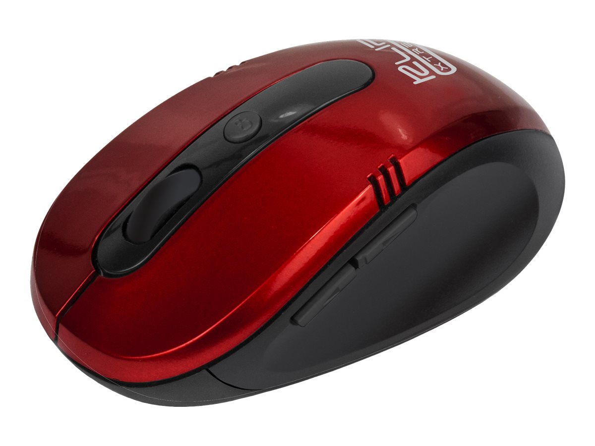 Klip Xtreme KMW-330 Vector - Ratón - ergonómico - óptico - 6 botones - inalámbrico - 2.4 GHz - receptor inalámbrico USB - rojo