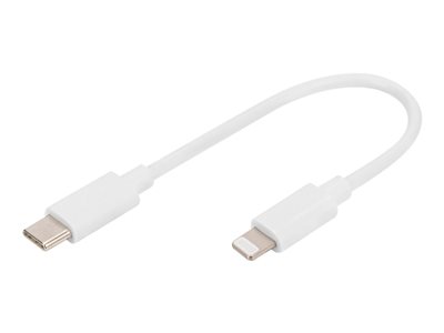 DIGITUS USB Kabel USB-C St. -> Lightning St., MFI 0,15M weiß
