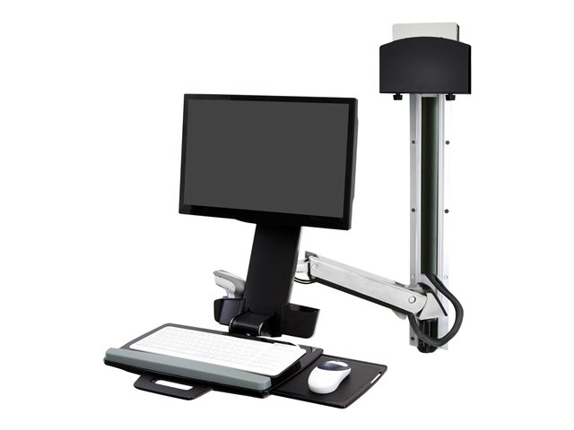 Image of Ergotron StyleView Sit-Stand Combo System mounting kit - for LCD display / keyboard / mouse / barcode scanner / CPU - small CPU holder - polished aluminium