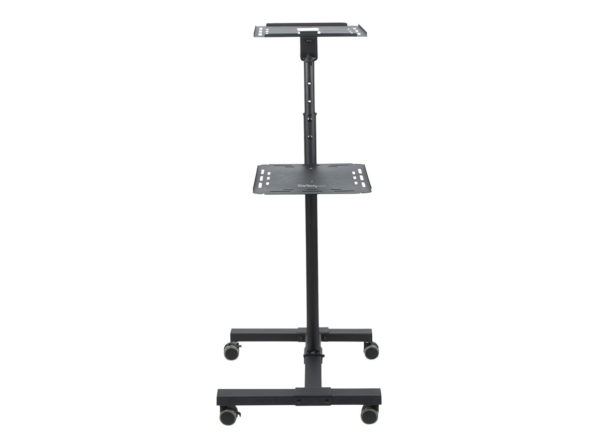 StarTech.com Mobile Projector and Laptop Stand/Cart, Heavy Duty Portable Projector Stand (2 Vented Shelves, hold 22lb/10kg each), Height Adjustable Rolling AV Presentation Cart with Wheels - Lockable Casters vozík - pro projektor/notebook - černá – foto 7