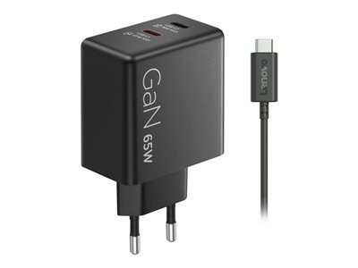 LENOVO Dual USB-C 65W GaN Charger Black