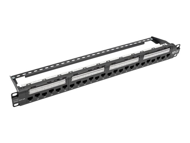 Eaton Tripp Lite Series 24-Port 1U Rack-Mount Cat6a/Cat6/Cat5e 110 Patch Panel with Cable Management Bar, 110 Punchdown, RJ45, TAA