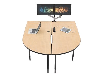 MooreCo MediaSpace Multimedia & Collaboration Large Double Table U-shaped fusion maple 