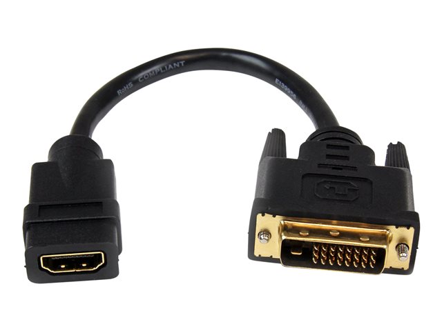 StarTech.com 8in HDMI to DVI-D Video Cable Adapter - HDMI Female to DVI Male - HDMI to DVI Dongle Adapter Cable (HDDVIFM8IN)