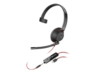 Poly Blackwire C5210 - Blackwire 5200 series - headset - on-ear - wired - active noise canceling - 3.5 mm jack, USB-C - black - Certified for Skype for Business, Certified for Microsoft Teams, Avaya Certified, Cisco Jabber Certified