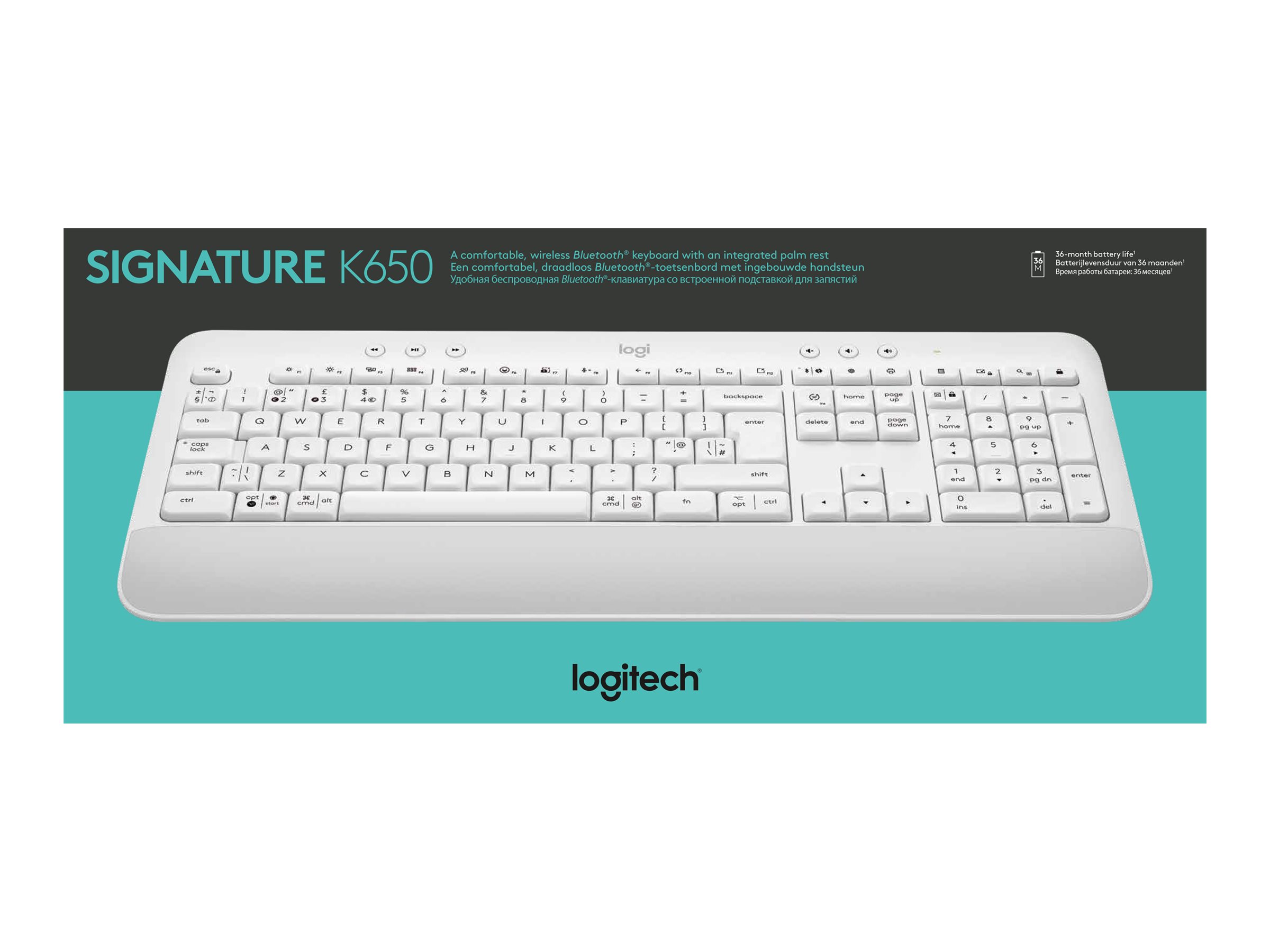 Logitech Signature K650 keyboard QWERTY English off-white Input Product shot Back 79000
