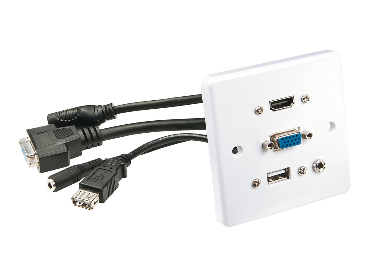 Prise murale VGA/HDMI/USB/Jack 3,5mm Stéréo