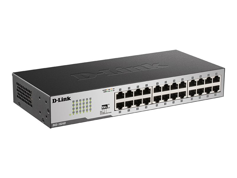 D-Link DGS-1024D, 24-Port unmanaged Gigabit Switch (Plug & Play-Installation, lüfterlos, Metallgehäuse)