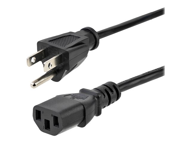 StarTech.com 25ft (7.6m) Computer Power Cord, NEMA 5-15P to C13 Power Cord, 10A 125V, 18AWG, Black Replacement AC Power Cord, Monitor Power Cable, NEMA 5-15P to IEC 60320 C13 TV Power Cord - PC Power Supply Cable