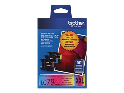 Brother LC79CL XXL 3-pack Super High Yield yellow, cyan, magenta original ink cartridge 