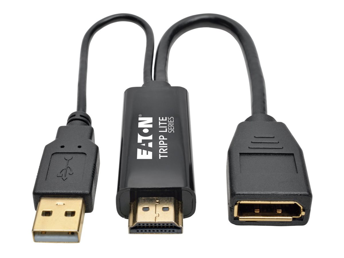 Tripp Lite HDMI to DisplayPort Active Converter 4K with USB Power, HDMI to DisplayPort (M/F), 4096 x 2160/4K x 2K @ 30 Hz, 6 in.