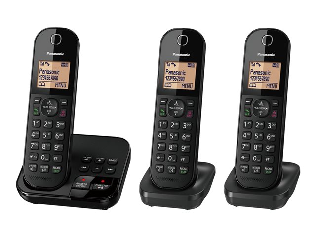 Panasonic Kx Tgc423eb Cordless Phone Answering System With Caller Id Call Waiting 2 Additional Handsets 3 Way Call Capability
