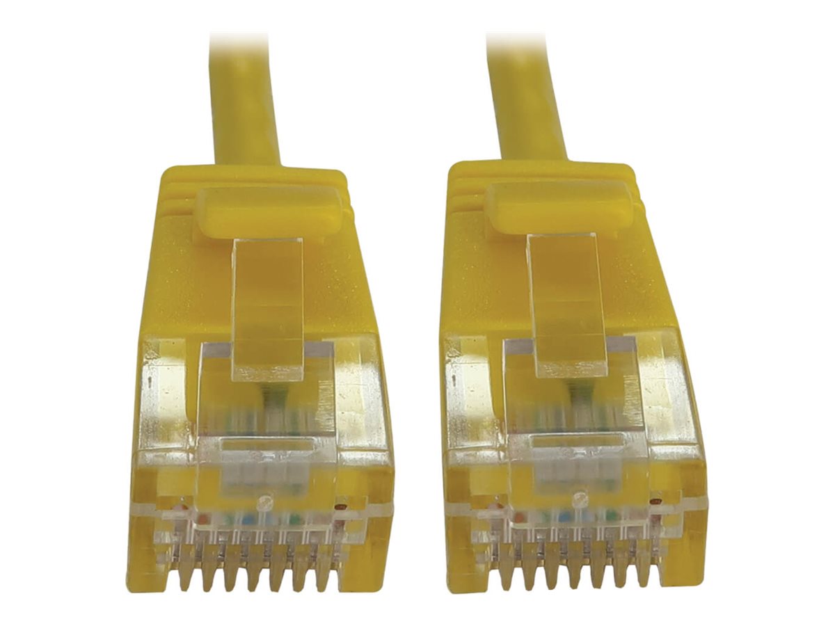 Eaton Tripp Lite Series Cat6a 10G Snagless Molded Slim UTP Ethernet Cable (RJ45 M/M), PoE, Yellow, 1 ft. (0.3 m)