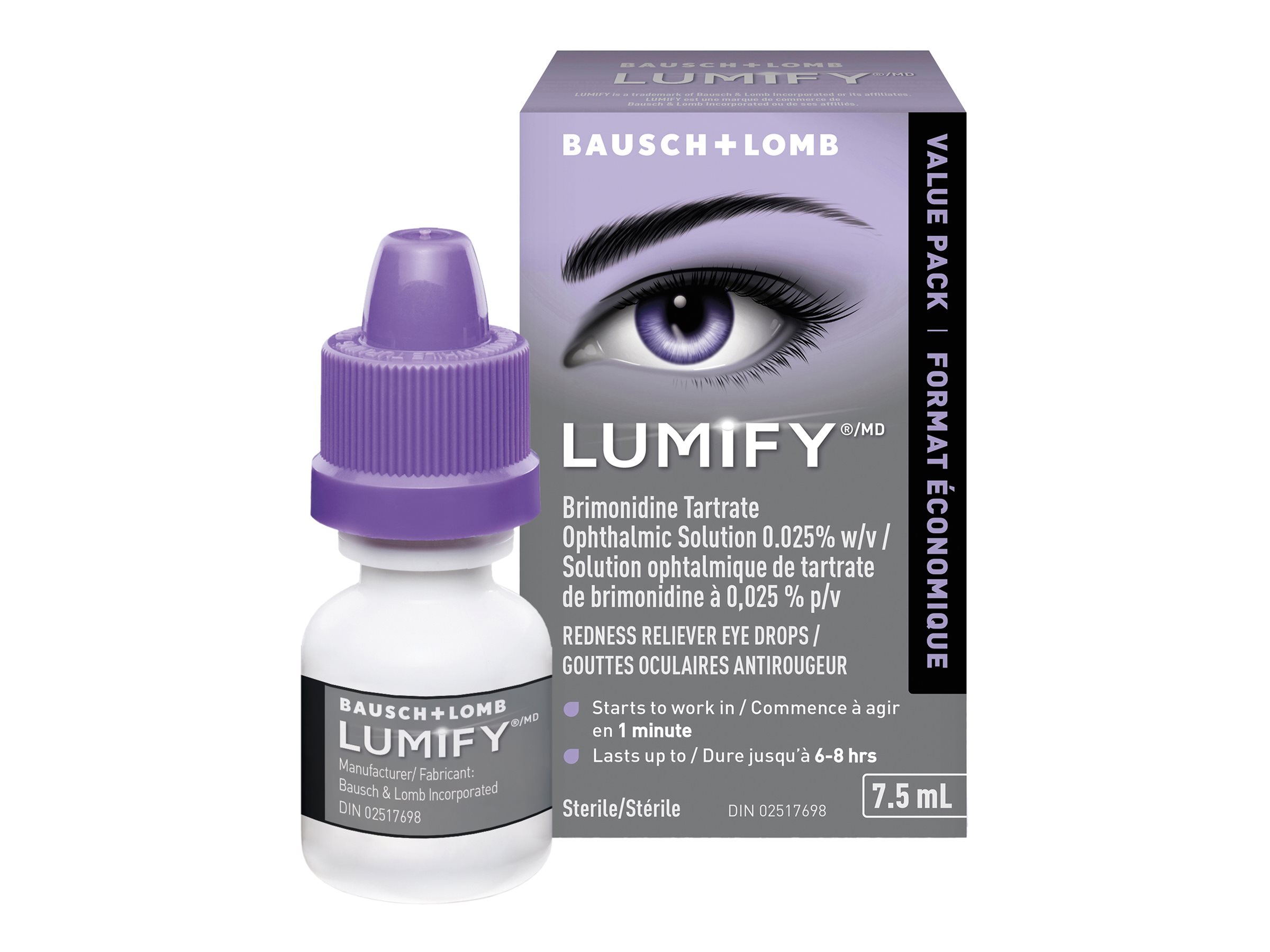 Bausch Lomb Lumify Redness Reliever Eye Drops 75ml 9025