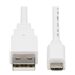 Tripp Lite Safe-IT USB-A to USB Micro-B Antibacterial Cable (M/M), USB 2.0, White, 3 ft. - USB cable - USB to Micro-USB Type B - 3 ft