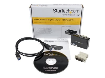 StarTech.com USB 3.0 to HDMI / DVI Adapter - 2048x1152 - External Video & Graphics Card - Dual Monitor Display Adapter Cable - Supports Mac & Windows (USB32HDDVII)