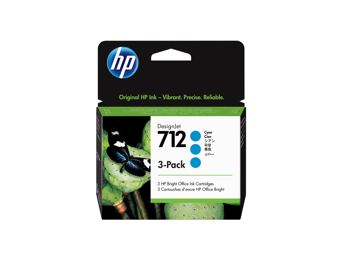 HP 712 3-Pack 29-ml Cyan DesignJet Ink