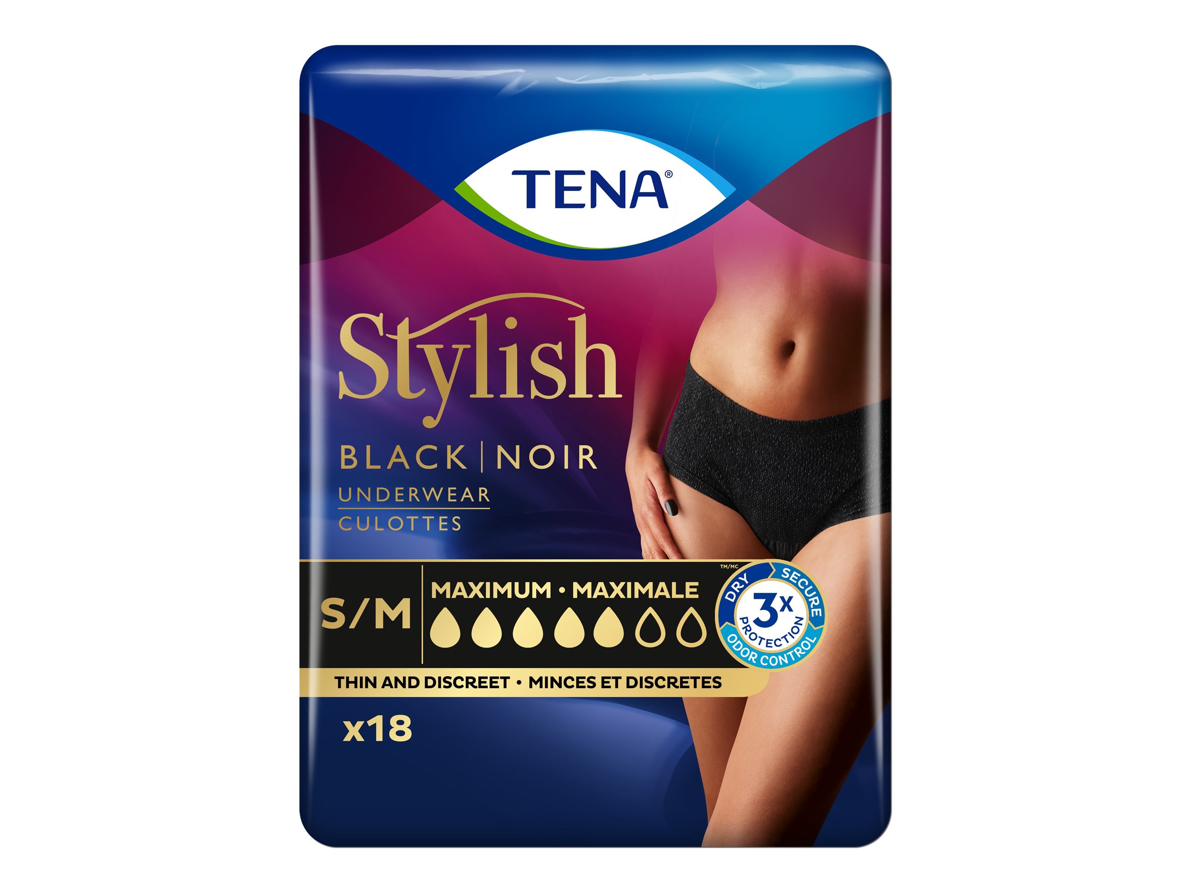 2 Pairs of Tena Stylish Black Underwear Women Adult Diapers Large
