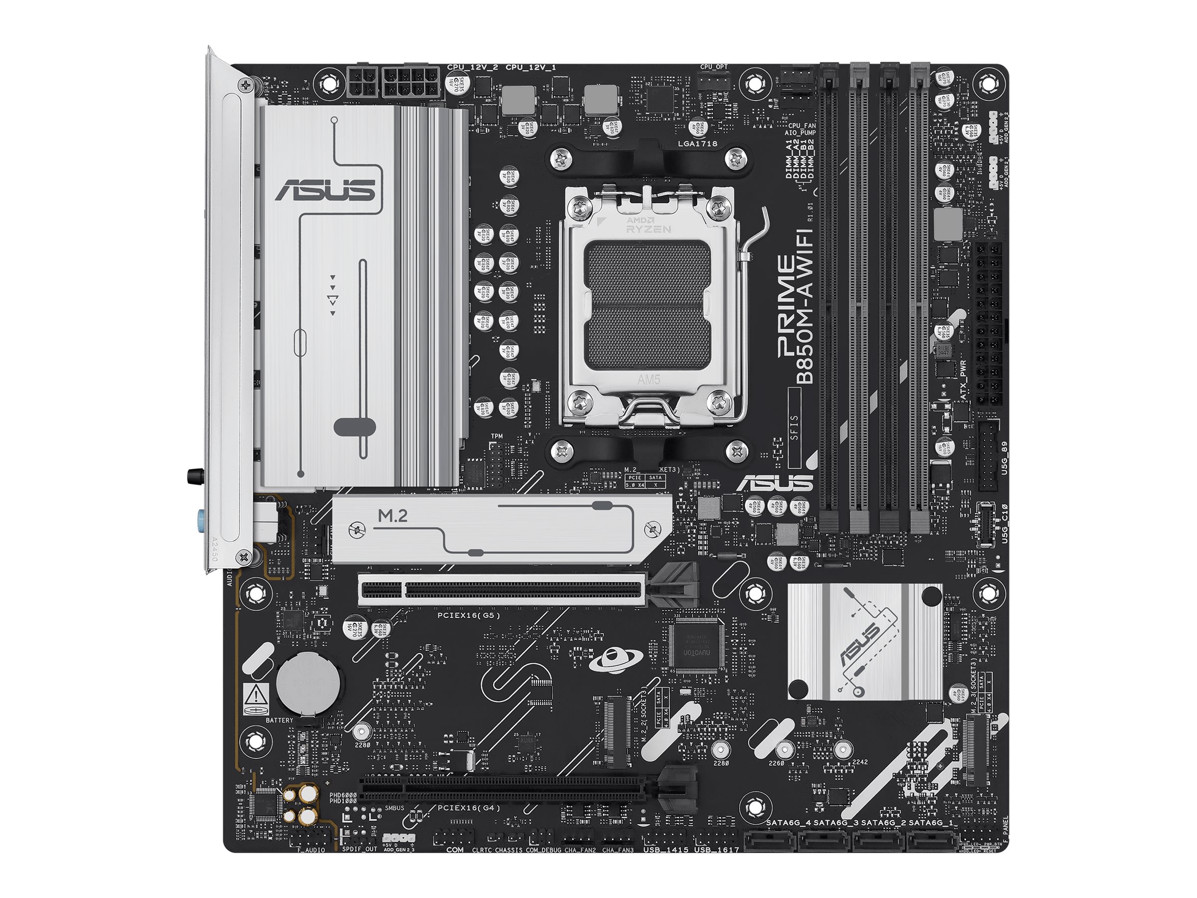 ASUS PRIME B850M-A WIFI-CSM motherboard micro ATX Socket AM5 AMD Product shot Front 80025