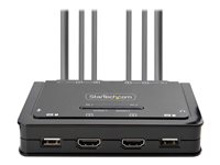 Startech 2-Port Dual-Monitor HDMI Cable KVM Switch, 4K 60Hz, Compact KVM with 5ft/1.5m USB-A/HDMI/Audio Integrated Cables, Bu