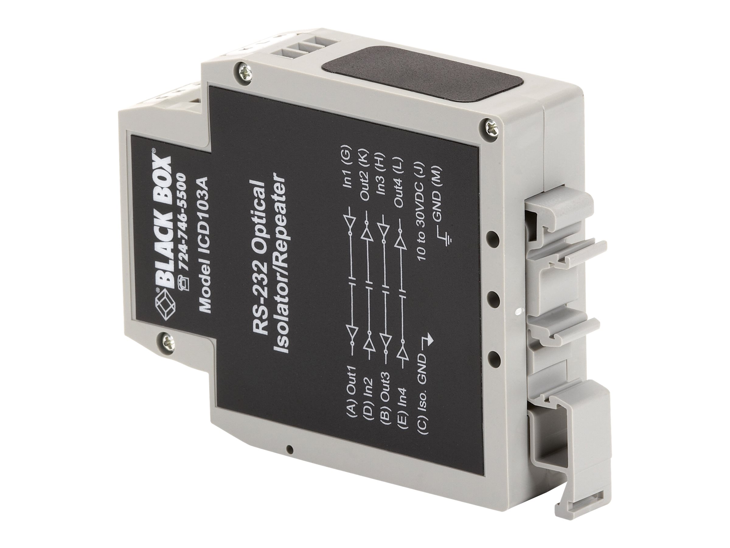 Black Box RS-232 DIN Rail Optical Isolator/Repeater