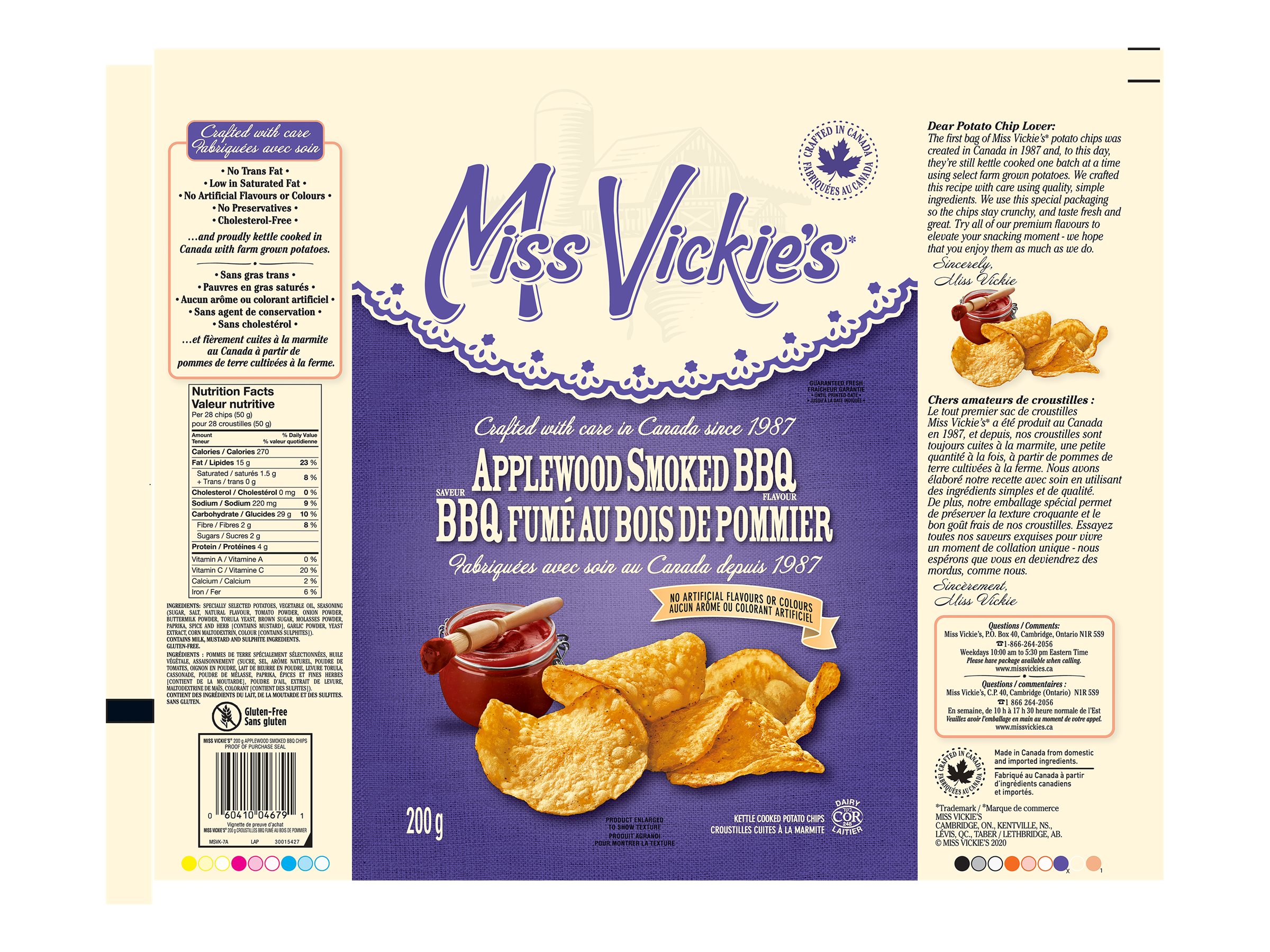 Miss Vickie's Potato Chips - Applewood Smoked BBQ - 200g