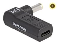 DeLOCK 24 pin USB-C (female) - Strøm DC jackstik 5,5 mm (ID: 3,0 mm) (male) Sort Strømforsyningsadapter