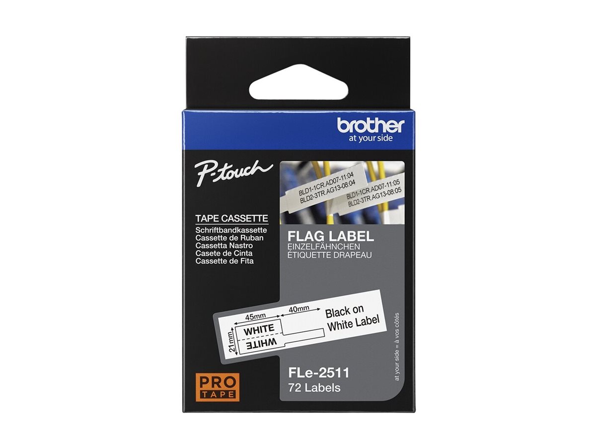BROTHER FLe-2511 Bk On White Flag Tape