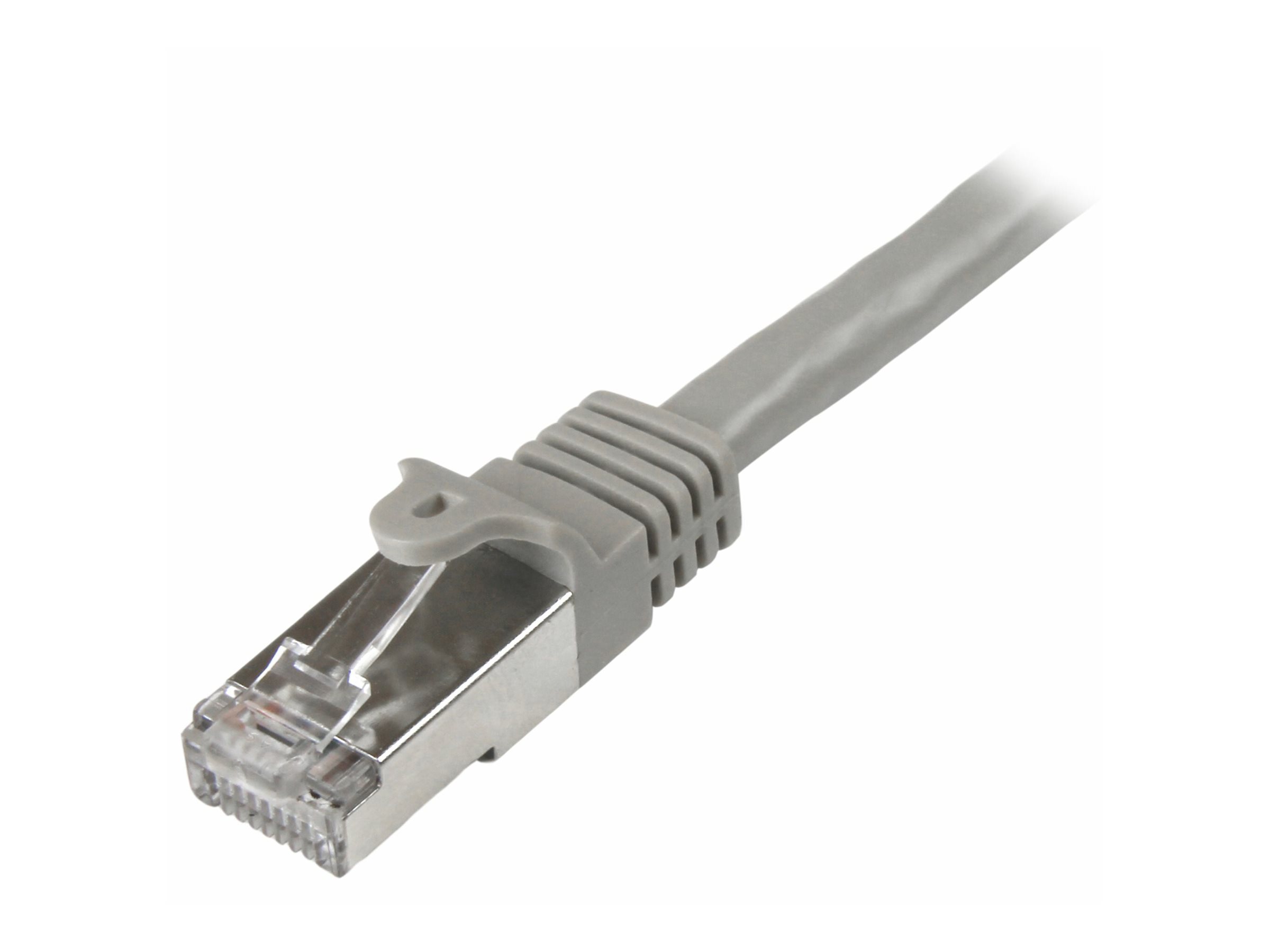 Startech 2m CAT6 Ethernet Cable, 10 Gigabit Shielded Snagless RJ45 100W PoE Patch Cord, CAT 6 10GbE SFTP Network Cable w/Strain Relief, Grey, Wiring is UL Certified/TIA - Category 6 - 26AWG (N6SPAT2MGR) - patch cable - 2 m - grey