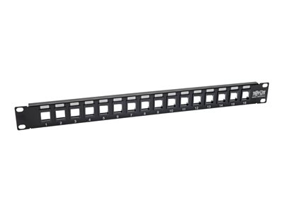 Tripp Lite 16-Port 1U Rack-Mount Unshielded Blank Keystone/Multimedia Patch Panel, RJ45 Ethernet, USB, HDMI, Cat5e/6