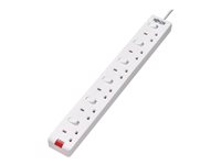 Tripp Lite 6-Outlet Power Strip - British BS1363A Outlets, Individually Switched, 220-250V, 13A, 3 m Cord, White - power stri