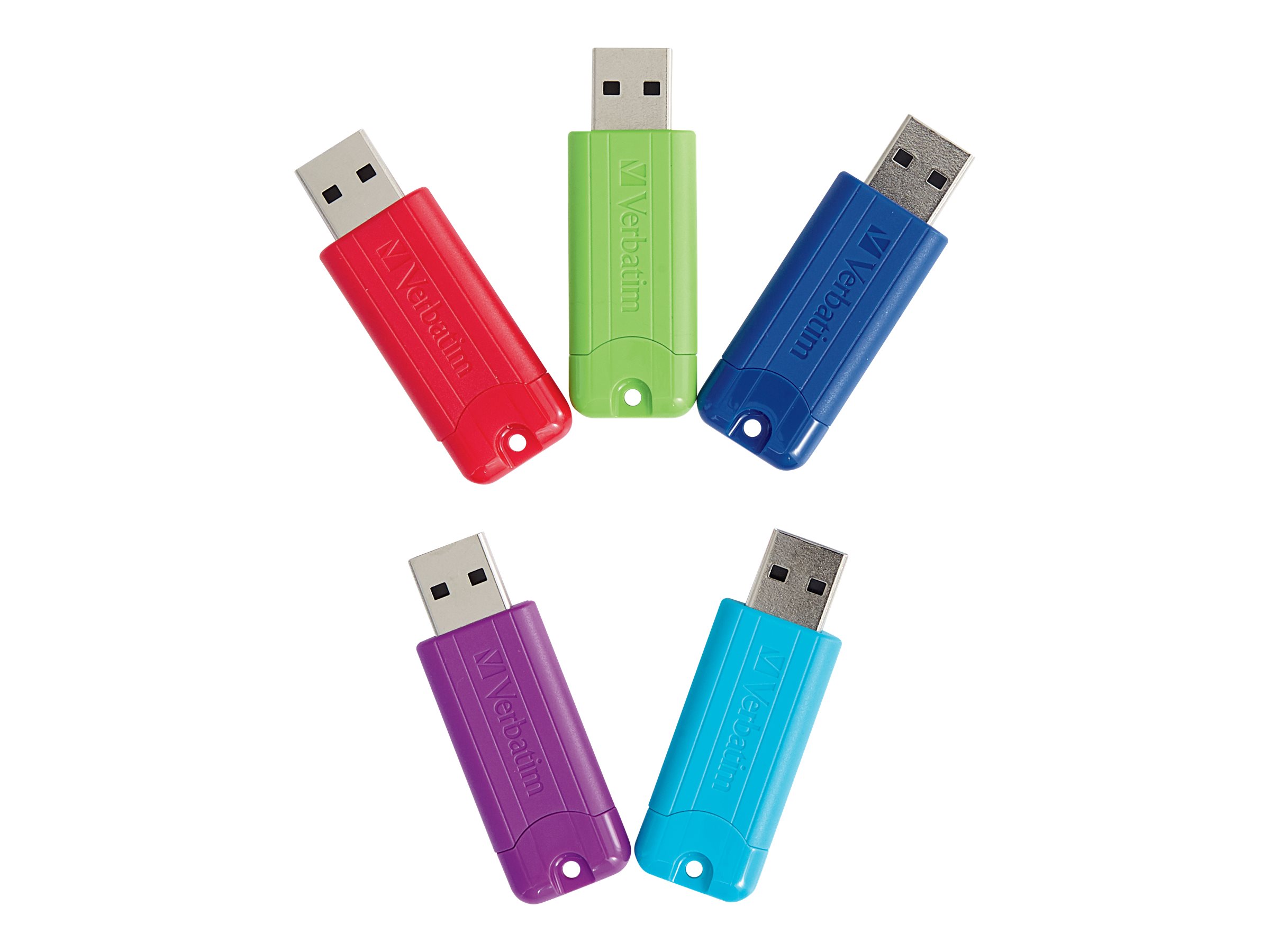 gås Stejl batteri Verbatim Pinstrips USB 3.0 Flash Drive - Assorted Colours - 32 GB - 5 Pack