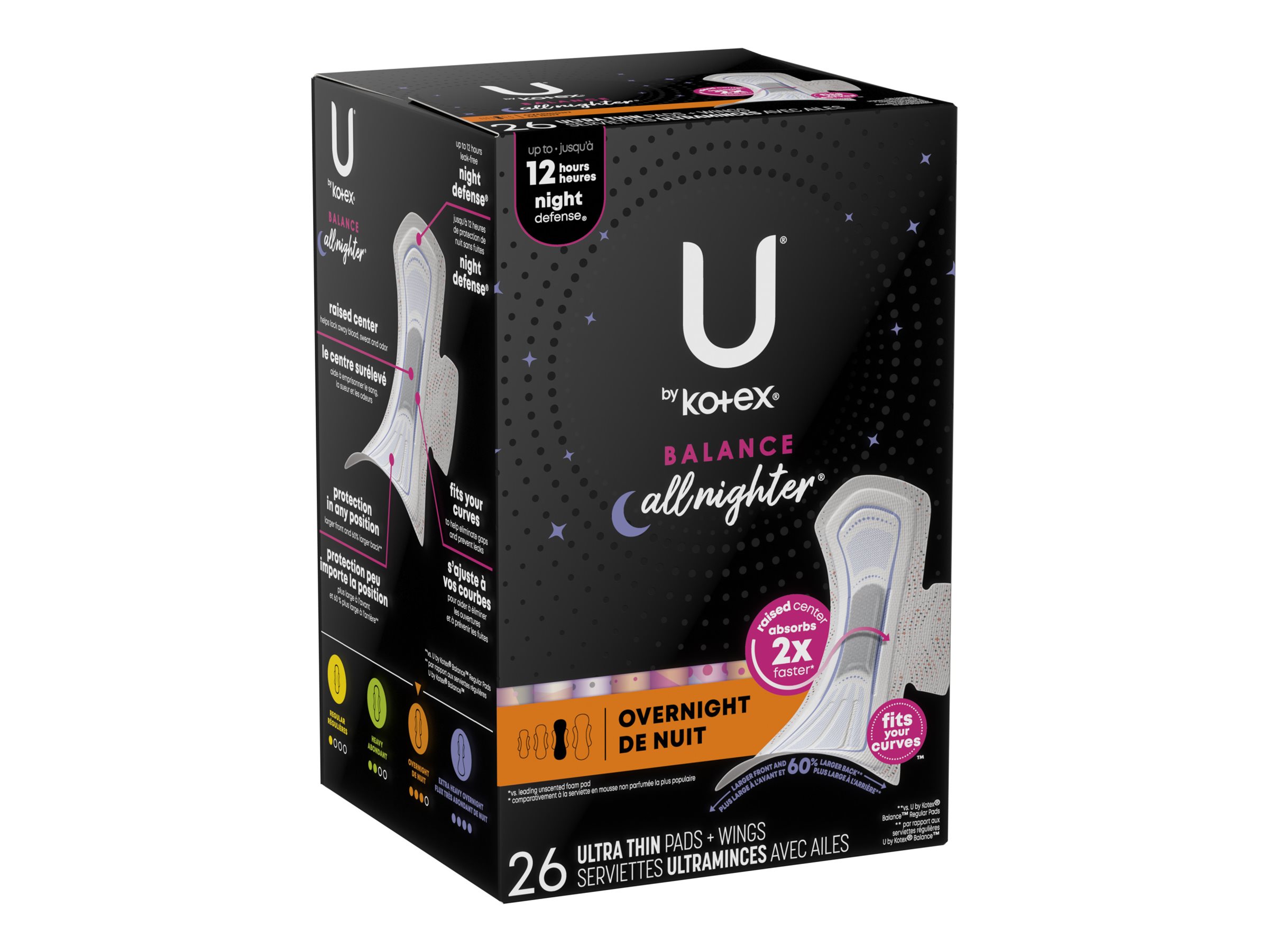 U by Kotex Balance Ultra Thin Sanitary Pad - Overnight - 26 Count