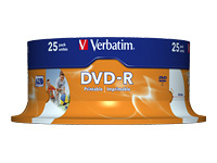 Verbatim - 25 x DVD-R - 4.7 GB 16x - wide photo printable surface - spindle