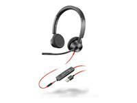 HP Poly Blackwire 3325 - Blackwire 3300 series - headset - on-ear - wired - 3.5 mm jack, USB-A - black