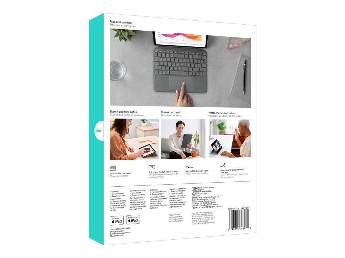 Logitech Combo Touch - klávesnice a pouzdro - s trackpad - QWERTY - španělská - oxfordská šedá Vstupní zařízení – foto 6